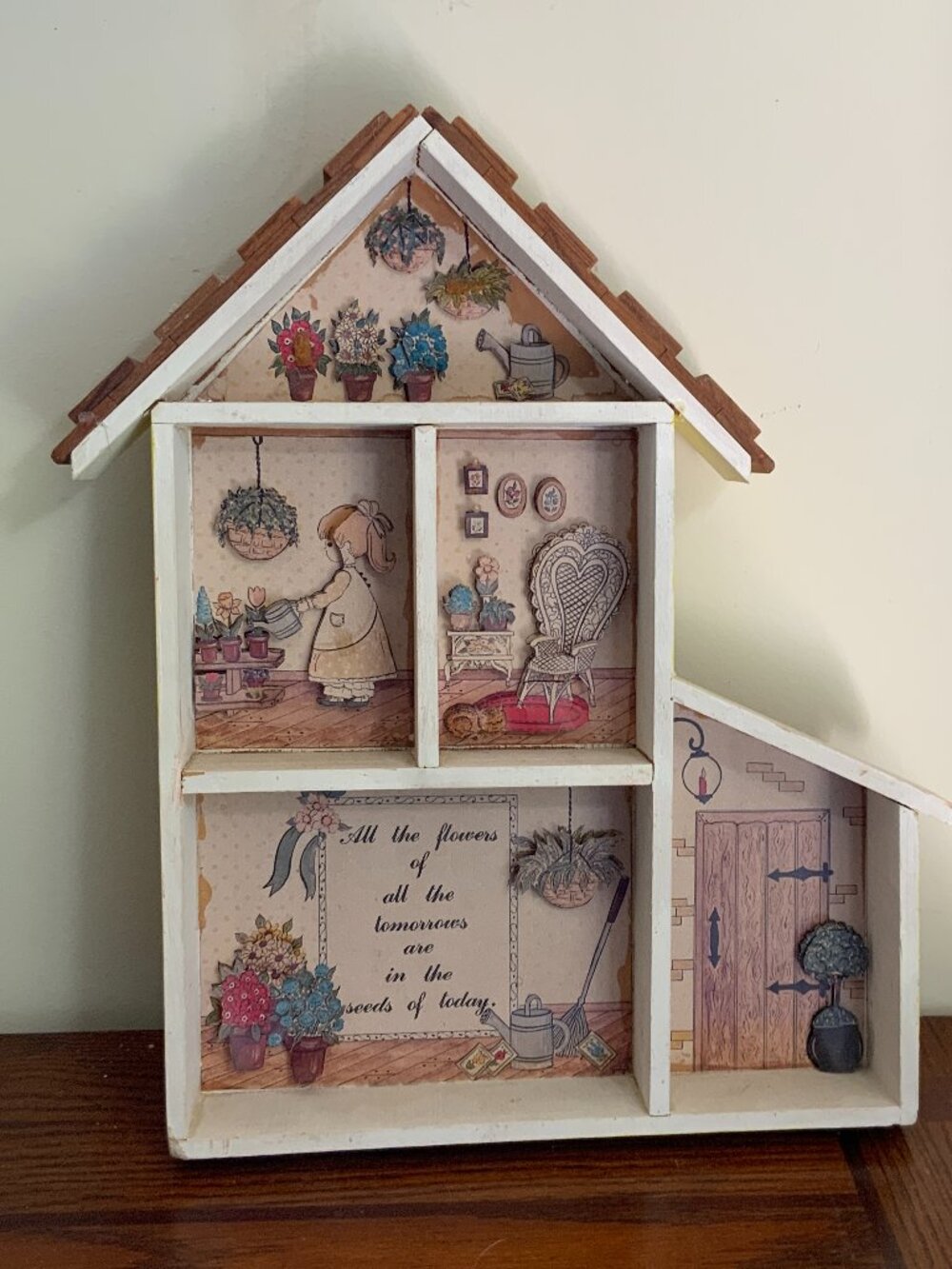 Vintage WOODEN HOUSE-SHAPED DECOR